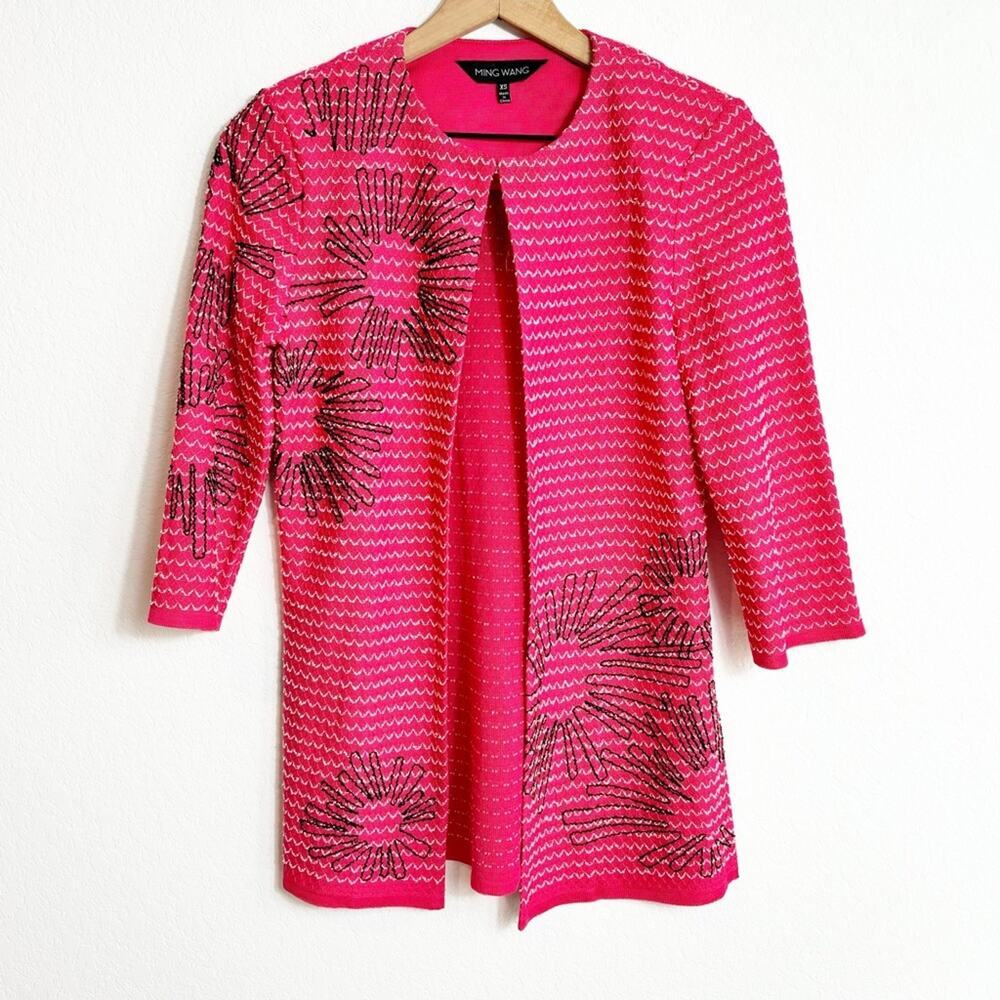 Ming Wang Pink Black Long Sleeve XS Brand New Jacket Sweater Brand New